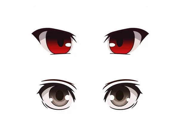 Olhos Anime Isolados Sobre Fundo Branco Estilo Design Ilustração — Fotografia de Stock