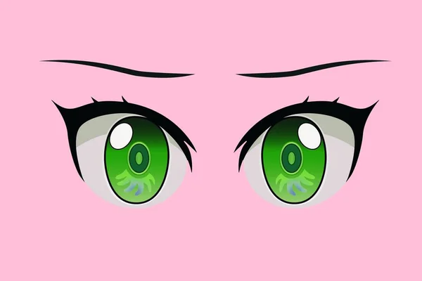 Anime Eyes. Human eyes closeup. Beautiful big cartoon eyes. Illustration
