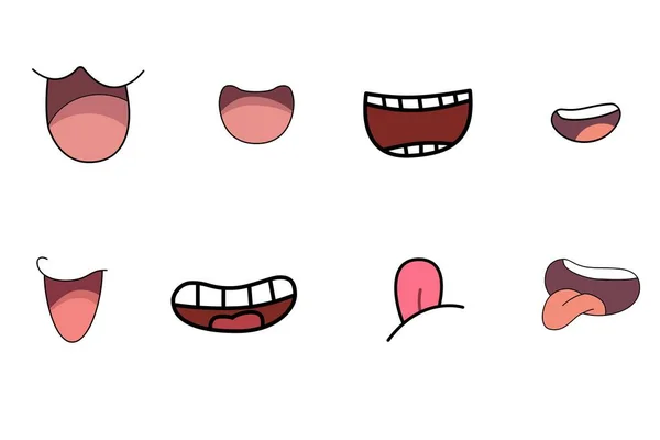 Cartoon Mouth Set Isolated White Background — Stock Photo, Image