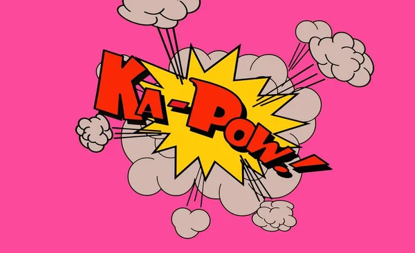 Explosão Arte Pop Bolha Fala Com Kapow Texto Sobre Fundo — Fotografia de Stock