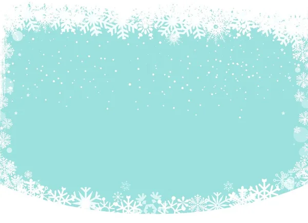 Christmas Background Design White Snowflakes Pine Leaves Copy Space — Stock Photo, Image