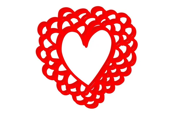 Rood Hartvormige Logo Witte Achtergrond Illustratie Ontwerp — Stockfoto