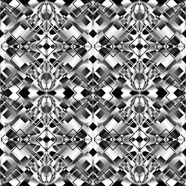 无缝体积白色和黑色图案 向量豪华抽象黑色背景 万花筒效应 — 图库矢量图片