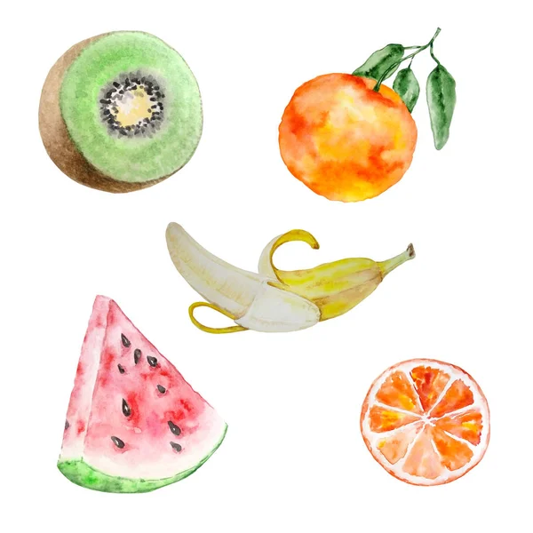 Conjunto de frutas acuarela — Foto de Stock