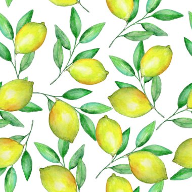 dalları üzerinde dikişsiz desen sarı limon
