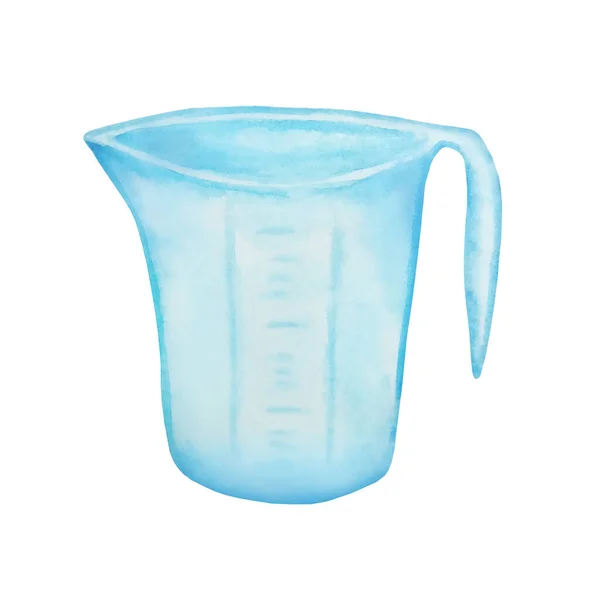 Illustration Aquarelle Une Tasse Mesurer Bleue Pour Cuisine — Photo