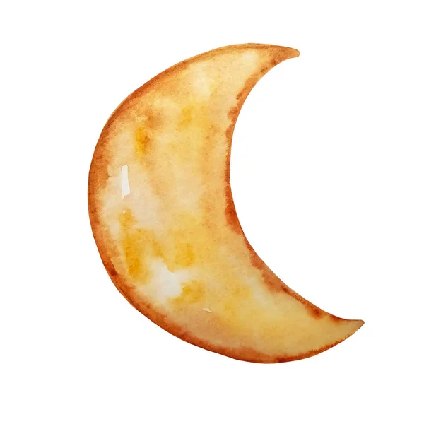 Ilustração Aquarela Biscoito Forma Lua Amarela — Fotografia de Stock