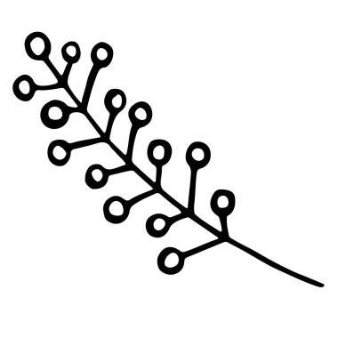 Resim, küçük yuvarlak böğürtlenli siyah beyaz karalama tarzı.