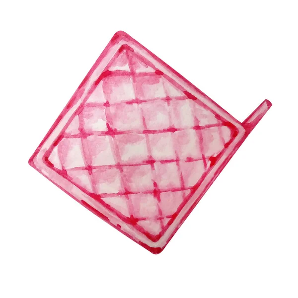 Aquarel Illustratie Roze Pannenlappen Voor Warme Gerechten — Stockfoto