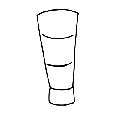 Elle çizilmiş, siyah beyaz kremalı kişisel bakım tüpü.