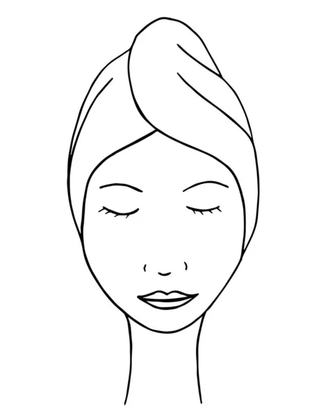 Picture Doodle Facial Care Girl Face — Stock Vector