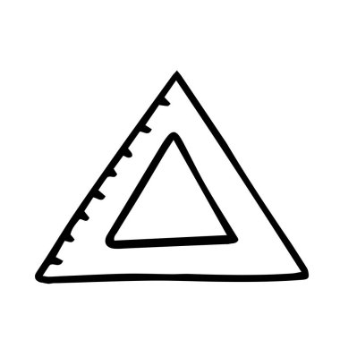 Elle çizilmiş üçgen cetvel okulu siyah-beyaz karalama stili