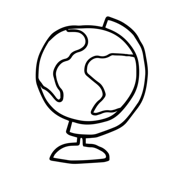 Globe Scolaire Dessiné Main Doodle Noir Blanc Dans Style Doodle — Image vectorielle