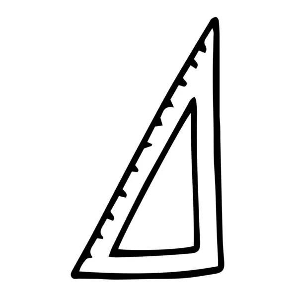 Kreslené Ručně Kreslené Pravítko Trojúhelníkové — Stockový vektor