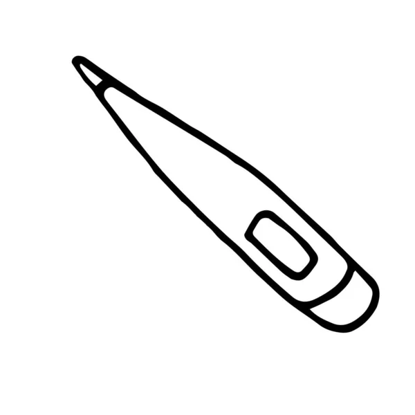 Termômetro Temperatura Doodle Desenhado Mão — Vetor de Stock