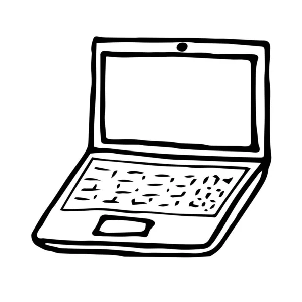 Ręcznie Rysowane Laptopa Komputer Odkryty Doodle — Wektor stockowy