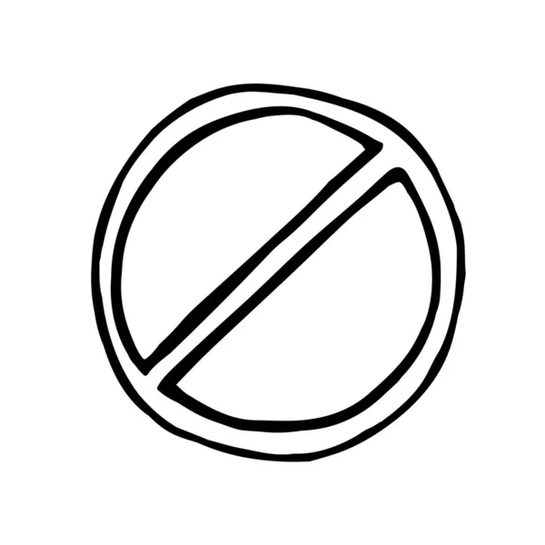 Нарисованный Вручную Круглый Стоп Знак Черно Белом Стиле — стоковый вектор