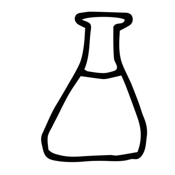 Hand Drawn Glass Medical Triangular Flask — Stock Vector