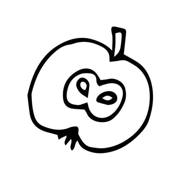Εικόνα Μισό Μήλο Φθινόπωρο Doodle — Διανυσματικό Αρχείο