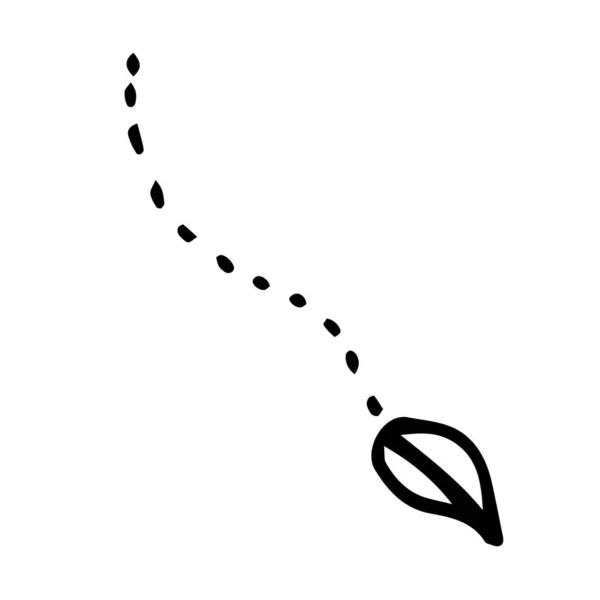 Černobílý Ručně Kreslený List Padající Ilustrace — Stockový vektor