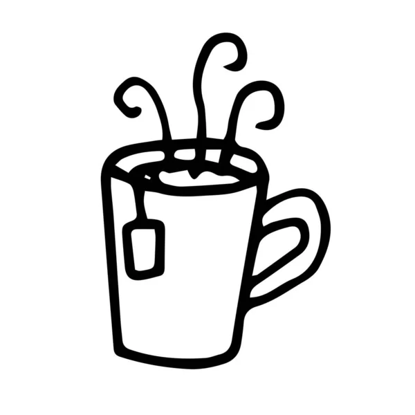 Doodle Illustration Einer Heißen Teetasse — Stockvektor