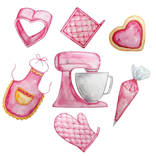 Illustration Pink Cook Items — Stock fotografie