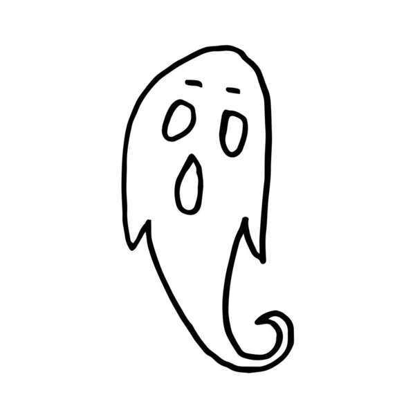 Doodle Illustrazione Fantasma Halloween — Vettoriale Stock