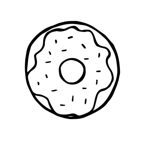 Garabato Ilustración Donut Crema Comida Rápida — Vector de stock