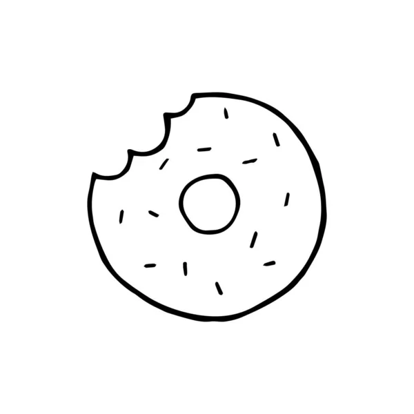 Ilustración Bocado Dibujado Mano Donut Comida Rápida — Vector de stock