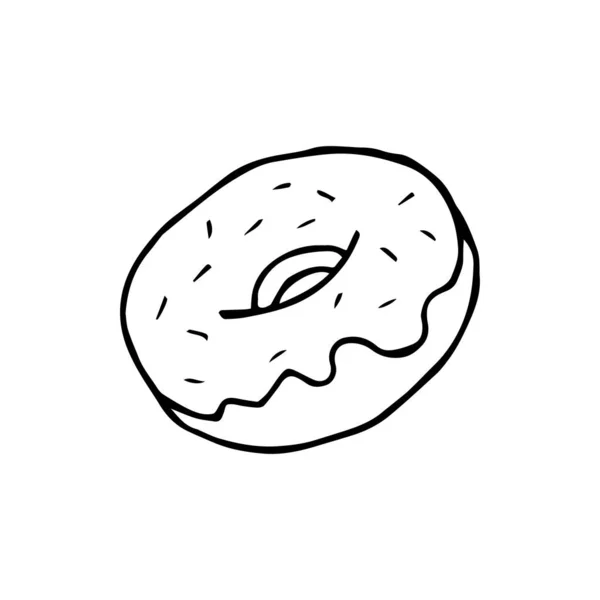 Garabato Ilustración Donut Crema Comida Rápida — Vector de stock