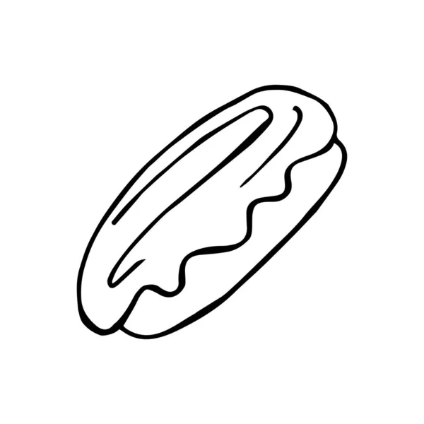 Met Hand Getrokken Lange Fast Food Donut Illustratie Zwart Wit — Stockvector