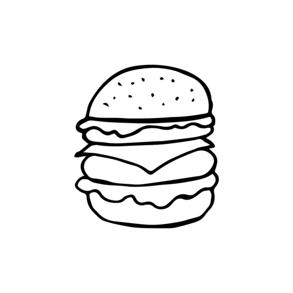 Doodle Illustration Eines Hamburger Fast Food — Stockvektor