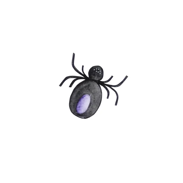 Watercolor Black Spider Halloween — Stock Photo, Image