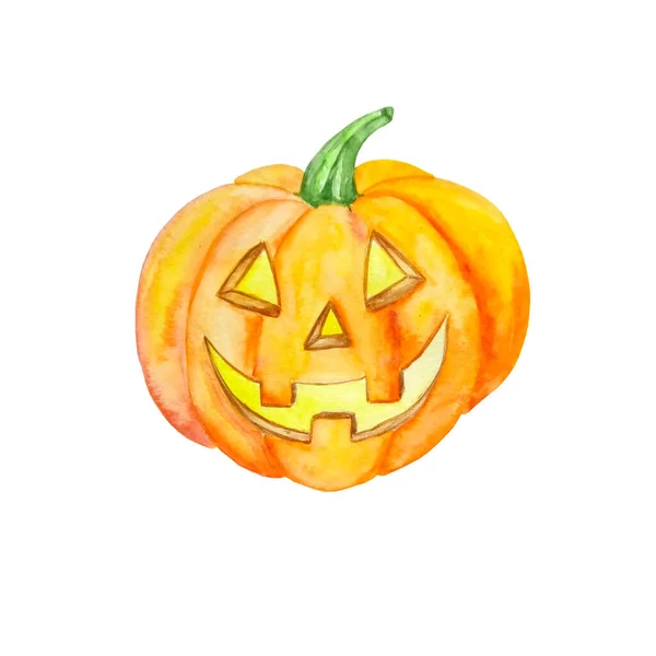 Acuarela Calabaza Con Cara Halloween —  Fotos de Stock