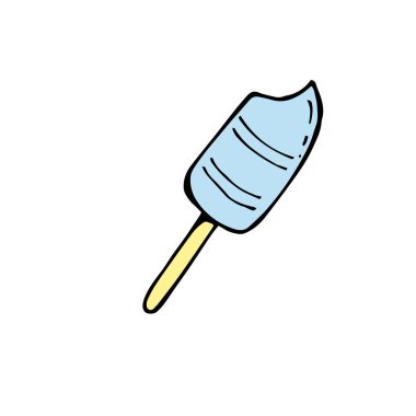vektör şekeri çubuk elle çizilmiş mavi dondurma renginde.