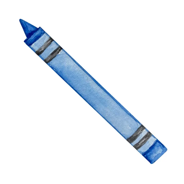 青いラッパーで絵を描くための水彩ブルーペンシルクレヨン — ストック写真