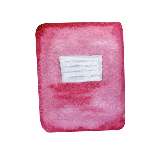 Akvarel Růžová Tenká Zápisník Pro Školáka Bílém Pozadí — Stock fotografie