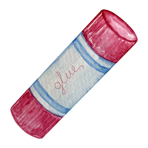 Watercolor Illustration Glue Stick Stationery School Indoor Pink — Stock Photo, Image