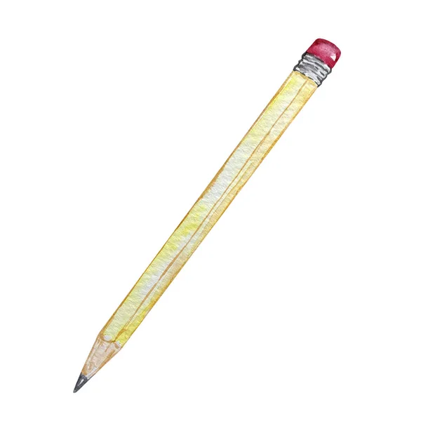 Watercolor Illustration Simple School Pencil — Stock Photo, Image