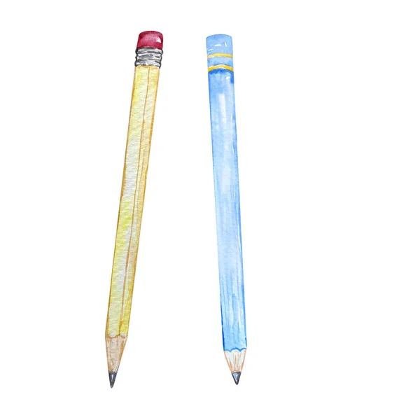 Aquarelle Illustration Deux Crayons — Photo