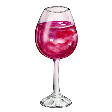 suluboya resimleme kırmızı şarap ile izole görüntü cam