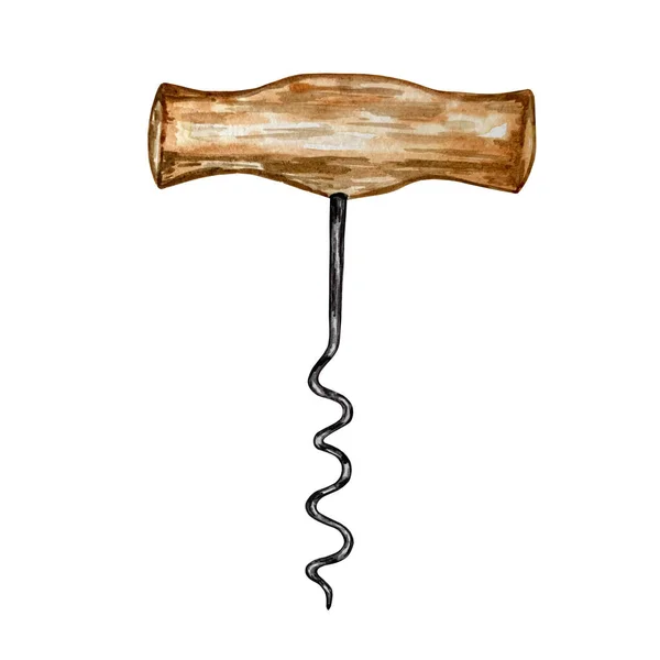 Акварельна Ілюстрація Шпори Коричневою Дерев Яною Ручкою — стокове фото