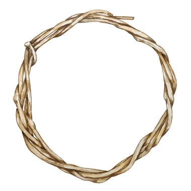 suluboya resimleme kahverengi asma dallarının izole edilmiş çelengi