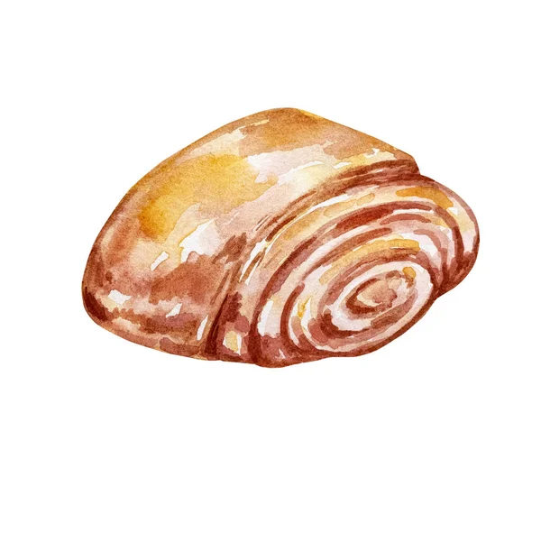 Dibujo Acuarela Deliciosos Pasteles Pasteles Pretzels Bollos Croissant Donuts Comida — Foto de Stock