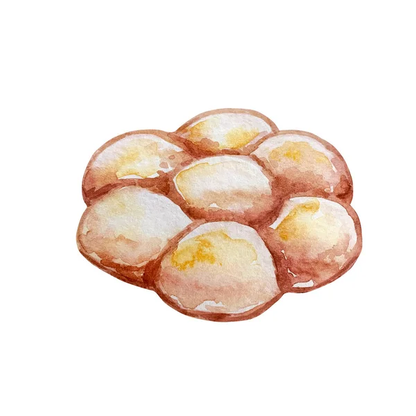 Watercolor Drawing Delicious Pastries Cakes Pretzels Buns Croissant Donuts Food — Stock Photo, Image