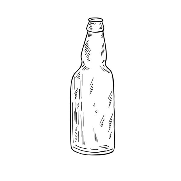 Glaset Öppen Flaska Med Oktoberfest Vintage Vektor Gravyr Illustration För — Stock vektor