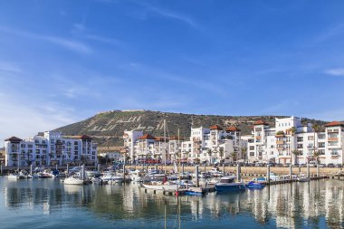 Agadir ve Fas Afrika Atlas Okyanusu, kasbah görünümüne manzarası ile defne için görüntüleyin