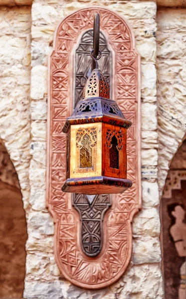 Oriental Lamp Artful Ornaments Hanging Building Medina African Harbor City — Stock Photo, Image
