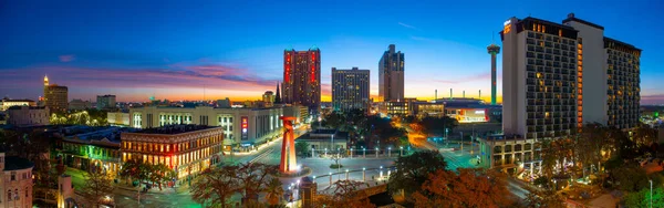 San Antonio City Skyline Panorama Bij Zonsopgang Schemering Het Centrum — Stockfoto