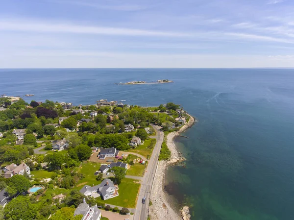 Αεροφωτογραφία Του Marblehead Neck Και Του Marblehead Harbor Στην Πόλη — Φωτογραφία Αρχείου